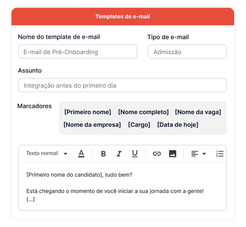 Imagem demonstrando a interface de criação de templates de e-mail.