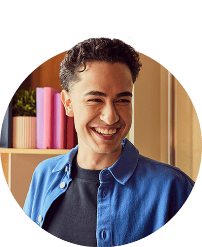 Illustration of a person trying out new experiences, representing the platform's main experiences page.