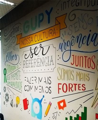 imagem com a cultura da Gupy escrita na parede