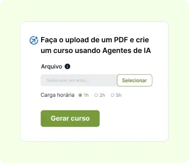 Tela de criação de curso com PDF usando IA Tela de criação de curso com PDF usando IA